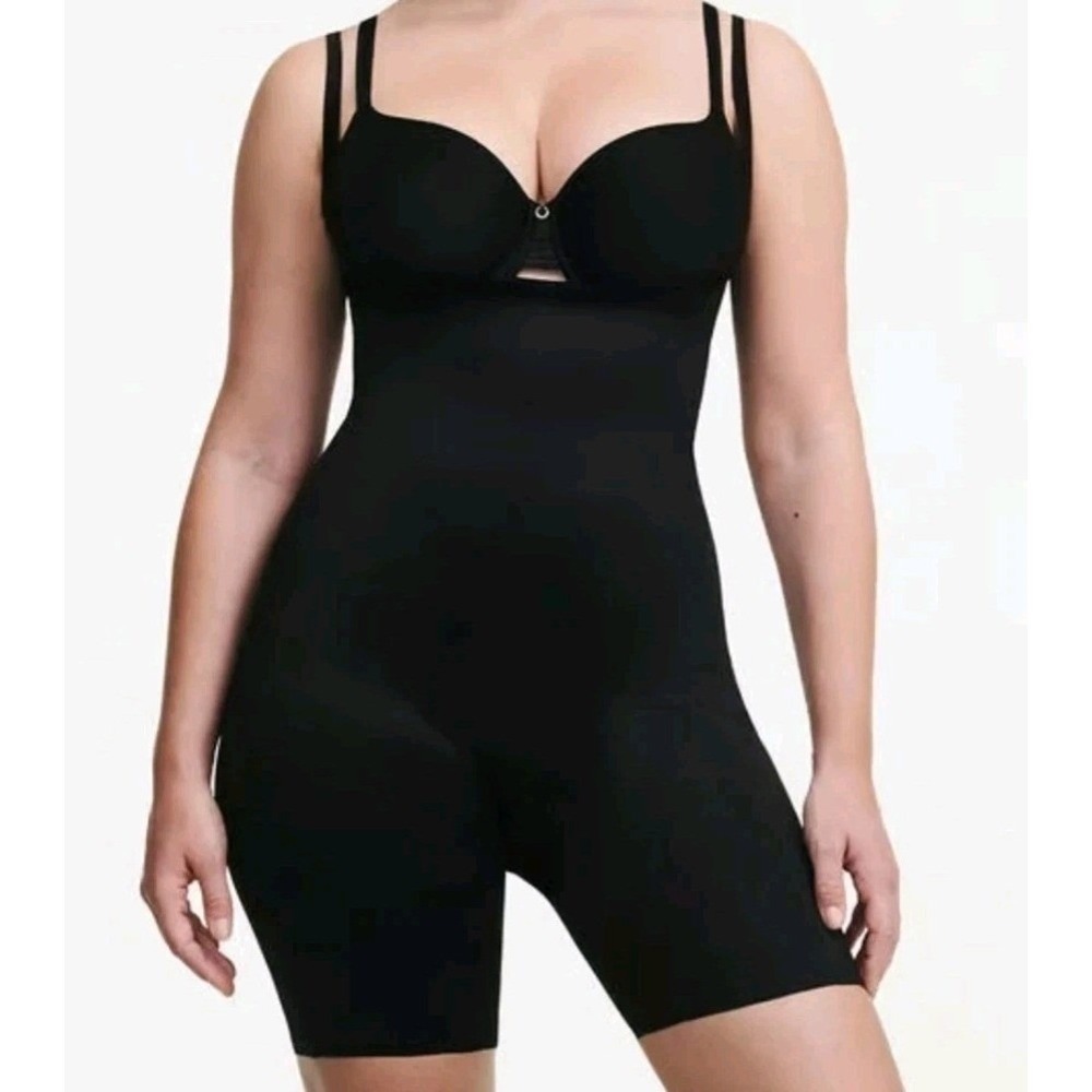 Chantelle Shaper Womens XXL 2XL Black Mid-Thigh Girdle‎ Open Bust NWT! $134.00